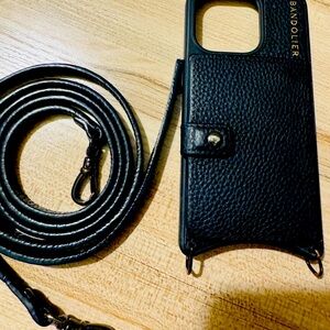 Bandolier Mila MagSafe Black Leather iPhone 15 Pro Case with Strap